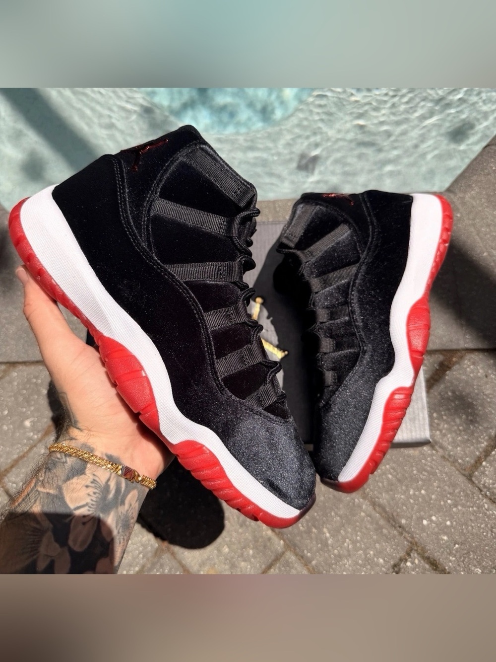NIKE AIR JORDAN 11 WOMEN’S SIZE 9.5 RETRO BRED VELVET BLACK DB5457-061 RARE